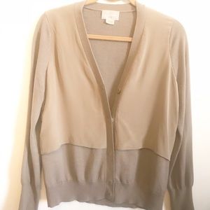 M Patmos Merino wool and silk two tone cardigan